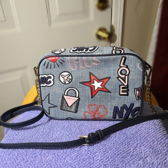 Michael Kors Embroidered Denim Crossbody Bag - Picture 2 of 9